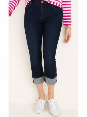 Chico's Cuffed Crop Jeans Size 1 (8) Dark Wash
